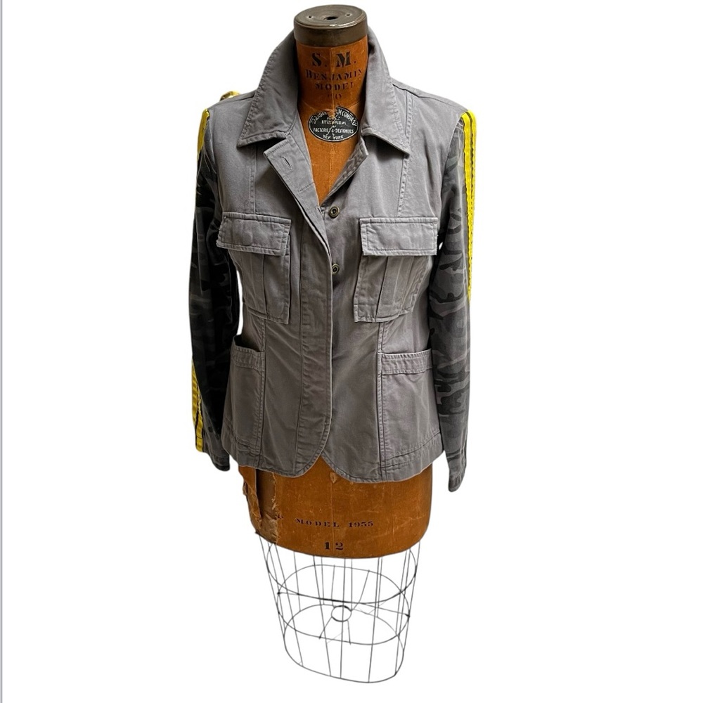 New Military Utiliy Jacket Blazer Camo Stripe Fitted Academia Preppy Da Nang NWT - Picture 14 of 14